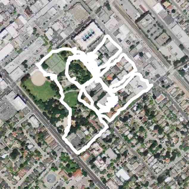 Central park walking route map in Foster City