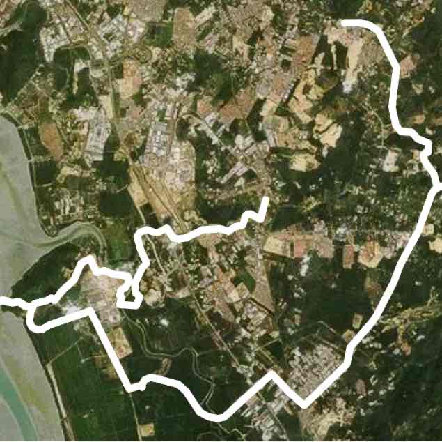 Uphill and off-road  walking route map in Simpang Ampat