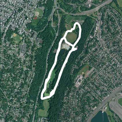 Tibbetts Brook Park walking route map in Mount Vernon