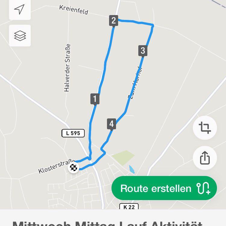 Honorary Cemetery Tour walking route map in Recke