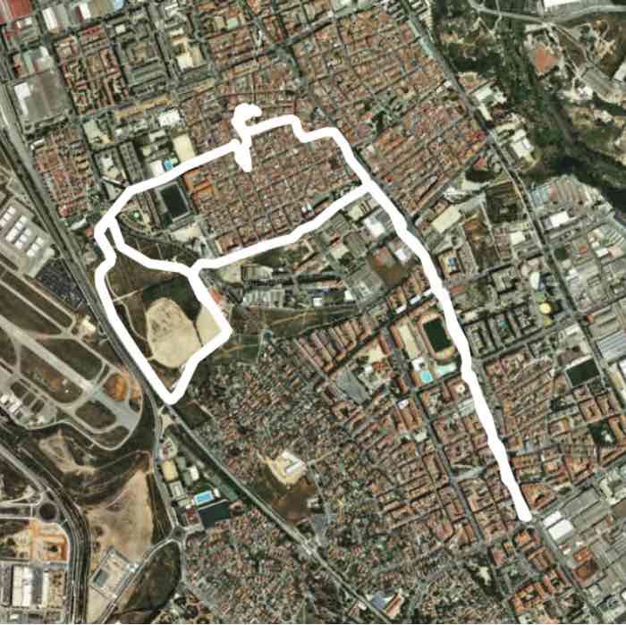 Central Park walking route map in La Romànica