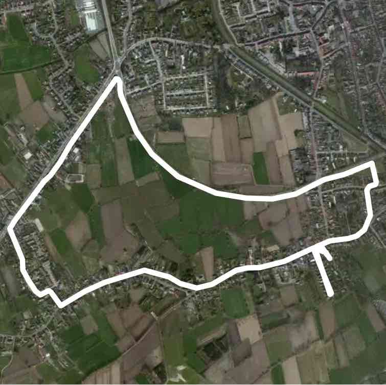 Neighboring field 5K walking route map in Lokeren