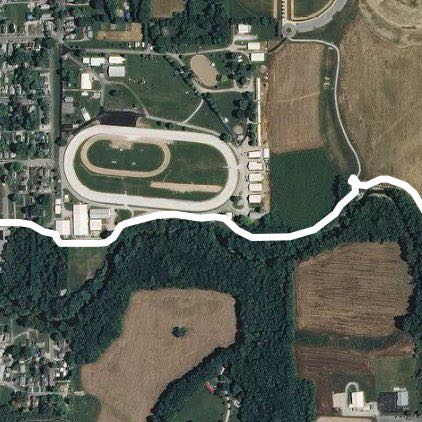 Blue River Trail walking route map in Shelbyville