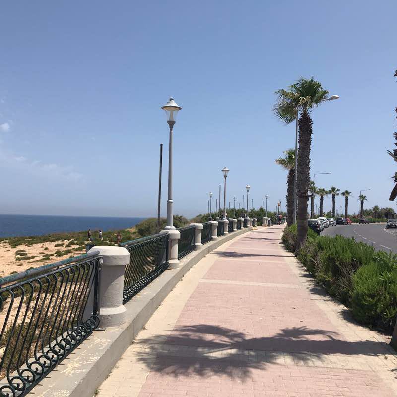 Bugibba to St.Julians & Back walking route map in Naxxar