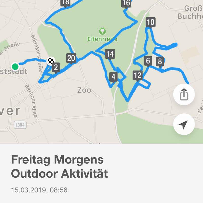Half marathon in the woods walking route map in Hannover