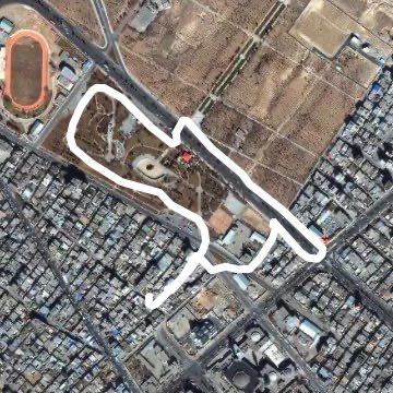A short walk to Tahlijan Park walking route map in Shahrekord