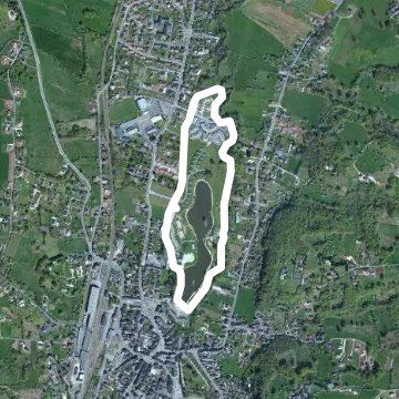 Body of water walking route map in Objat