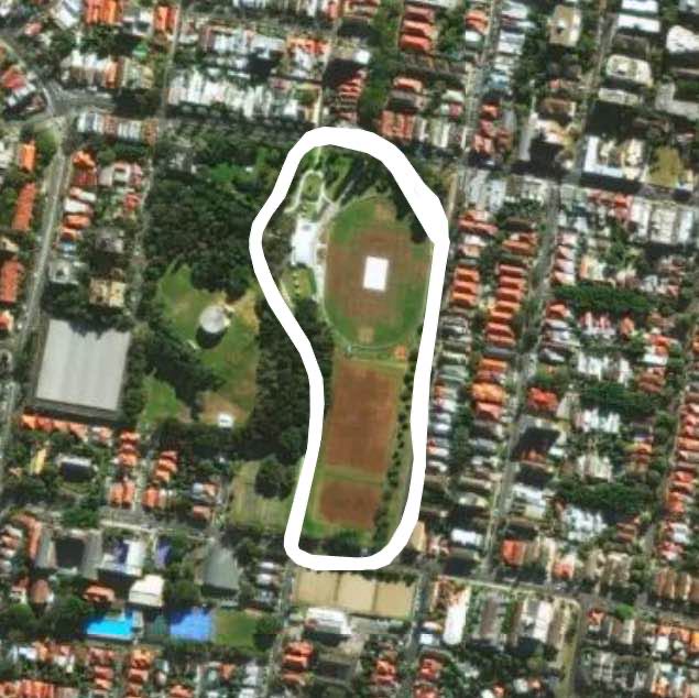 Waverley cricket ground walking route map in Bondi Junction
