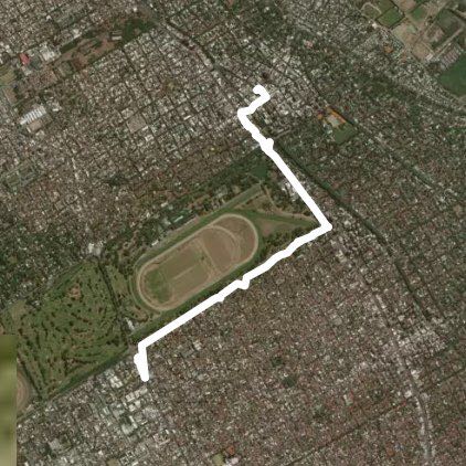 Hipodromo SI walking route map in Martínez