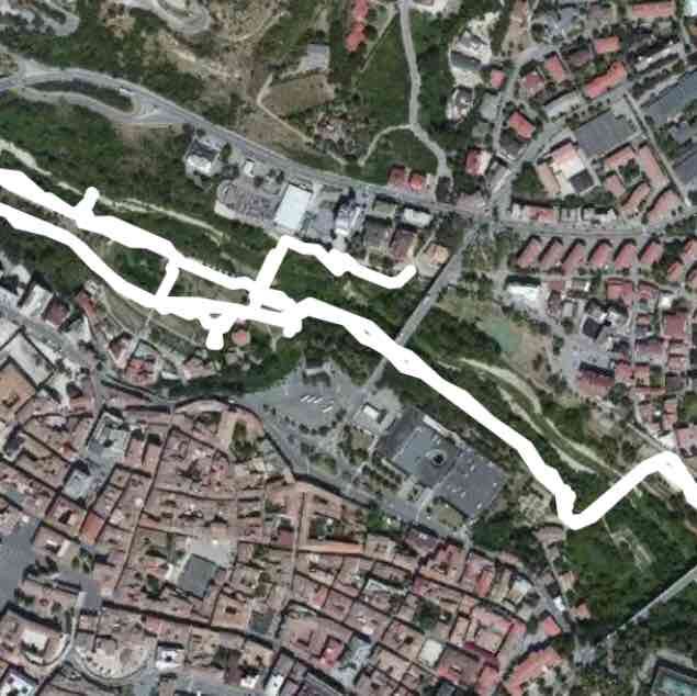Teramo River Park walking route map in Teramo
