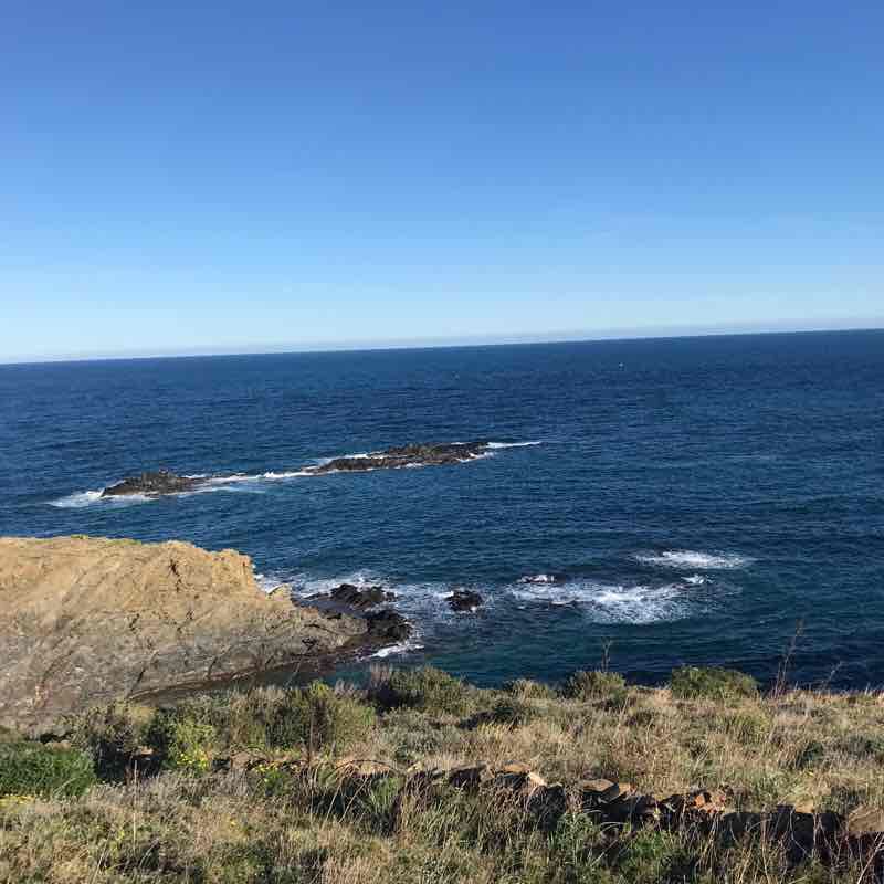 Coastal path walking route map in Cerbère