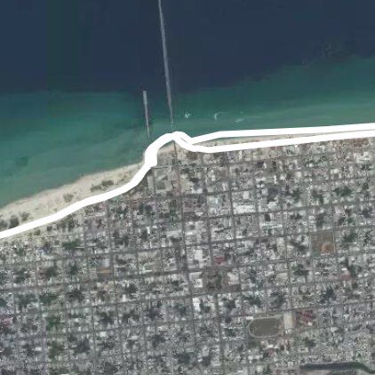 Chocolate pier walking route map in Chicxulub