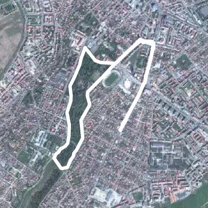 Subarini Park walking route map in Sibiu