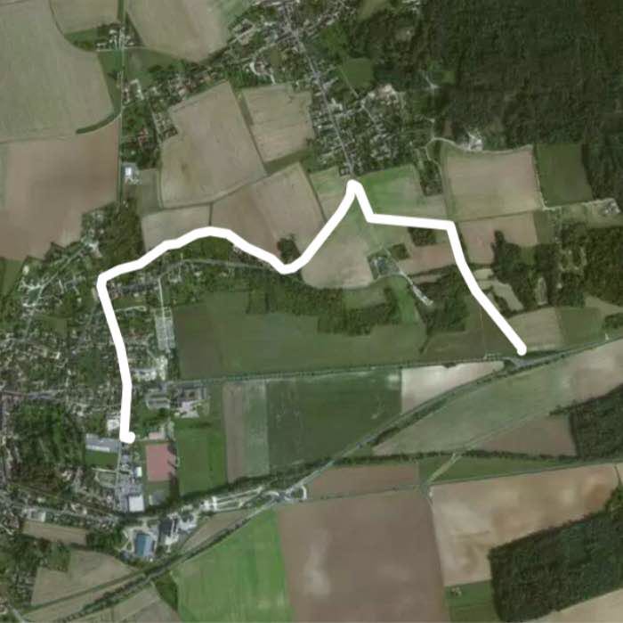 Walk to Mons walking route map in Sigy