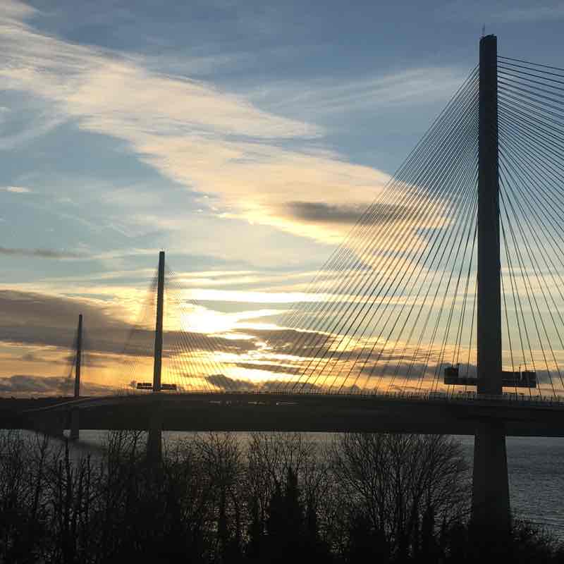 Forth Road Bridge. walking route map in Queensferry