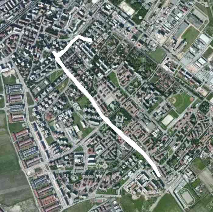 Viale europa walking route map in Foggia