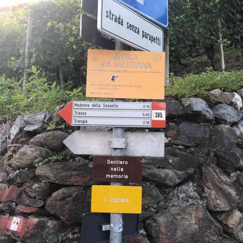 Ancient via Valeriana walking route map in Sondrio