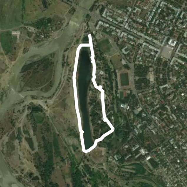 Rustavi central park walking route map in Rustavi