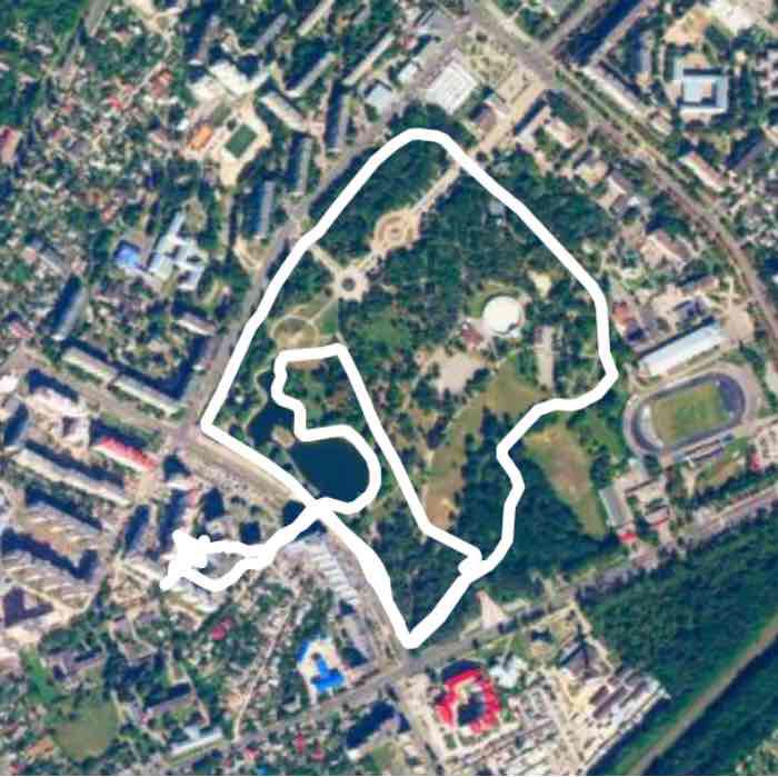 Victory Park Brovary walking route map in Brovary