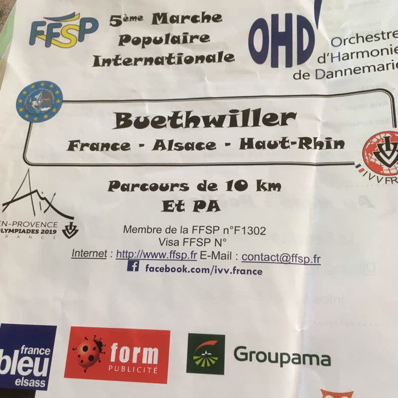 5th Popular March Intern. - Buethwiller - walking route map in Hagenbach