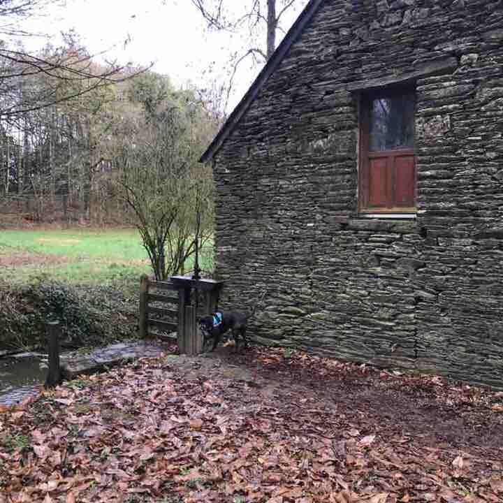 Relaxing green way walking route map in Augan