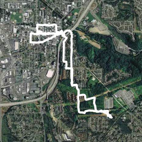 Urban renton - rolling hills to downtown and back walking route map in Maple Heights-Lake Desire