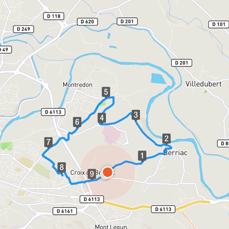 For informed sportsman walking route map in Berriac