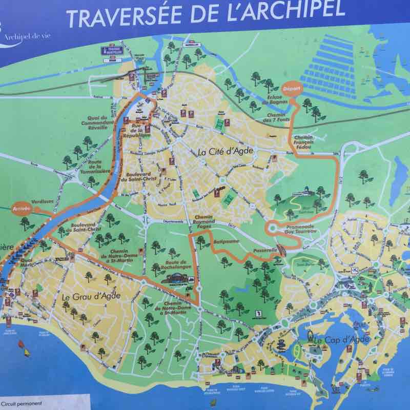 St Martin walking route map in Agde