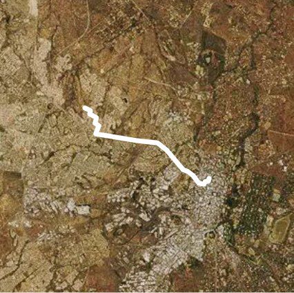 City to Entumbane walking route map in Bulawayo