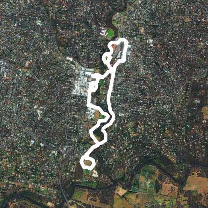 Walking Track Lower Eltham Park to Eltham walking route map in Eltham