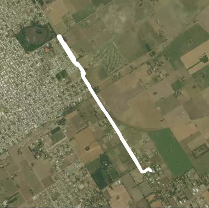 July 9 La Trocha walking route map in 9 de Julio