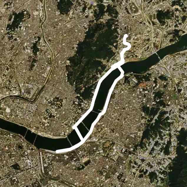 Jamsil Han River walking route map in Guri-si