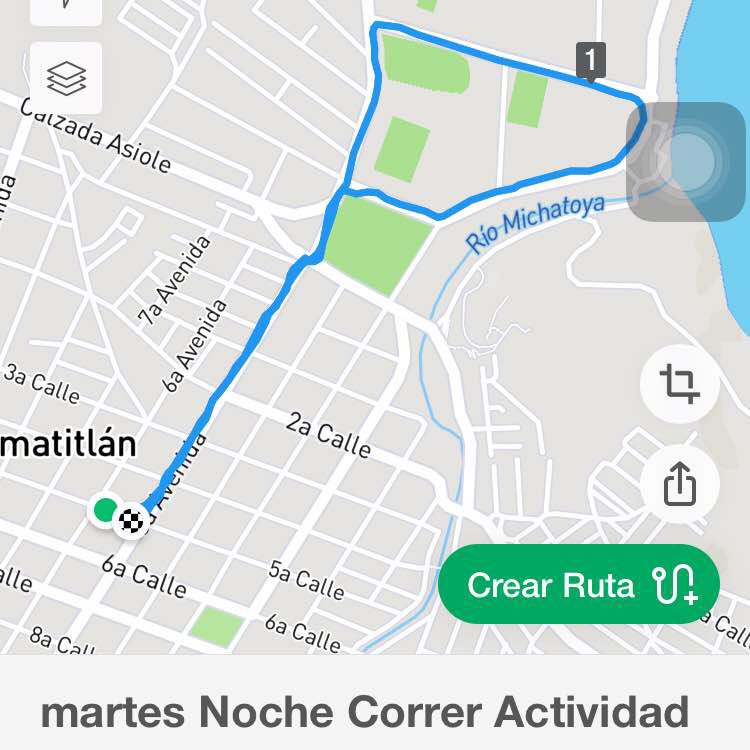 Forest walking route map in Villa Nueva