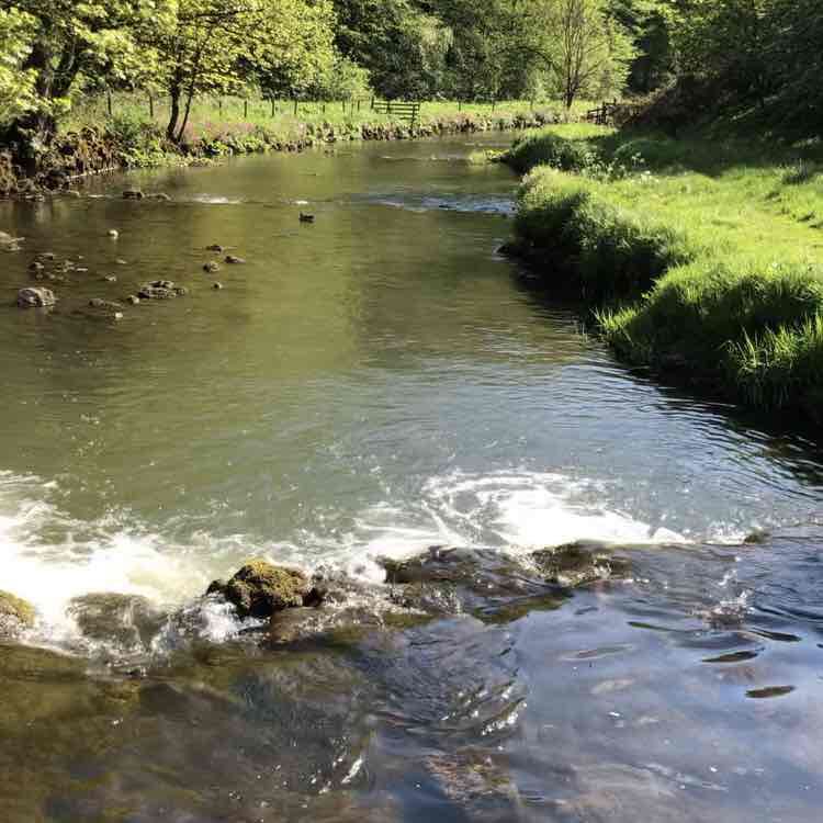 Beeley Brook walking route map in Rowsley