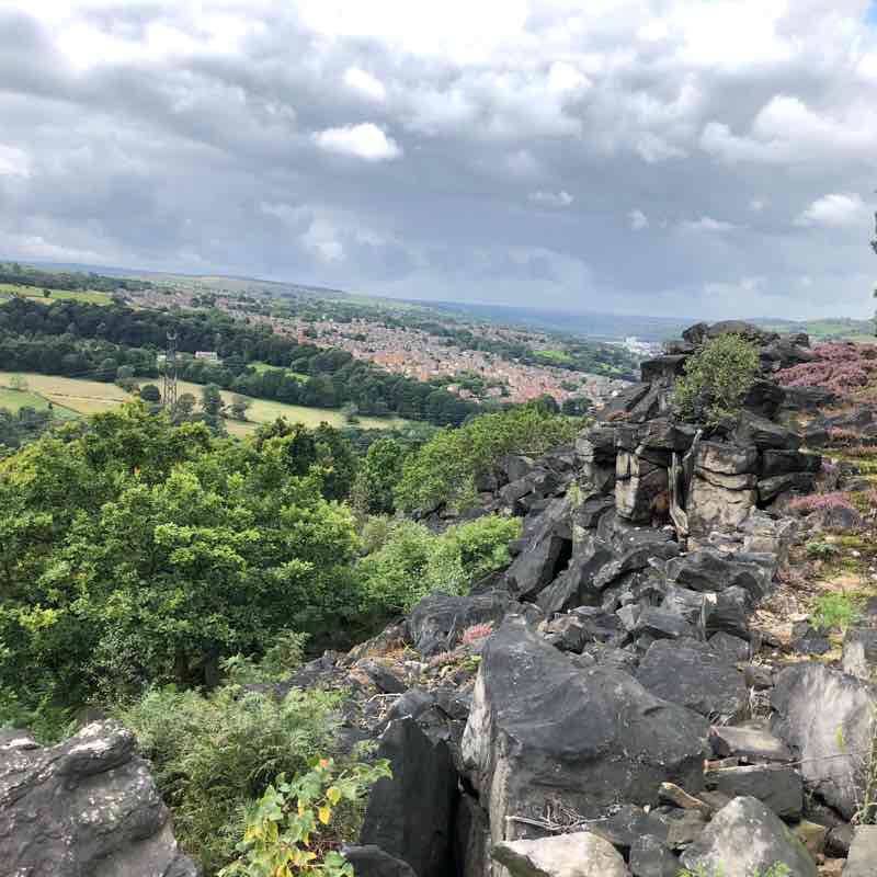 Wharncliffe Crags walking route map in Deepcar