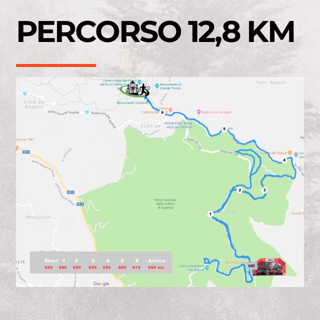 Turin hill walking route map in Tetti Civera