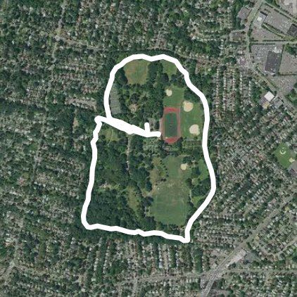 Brookdale park walking route map in Nutley