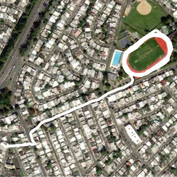 Efrain Calcaño Alicea Sports Complex walking route map in Guaynabo