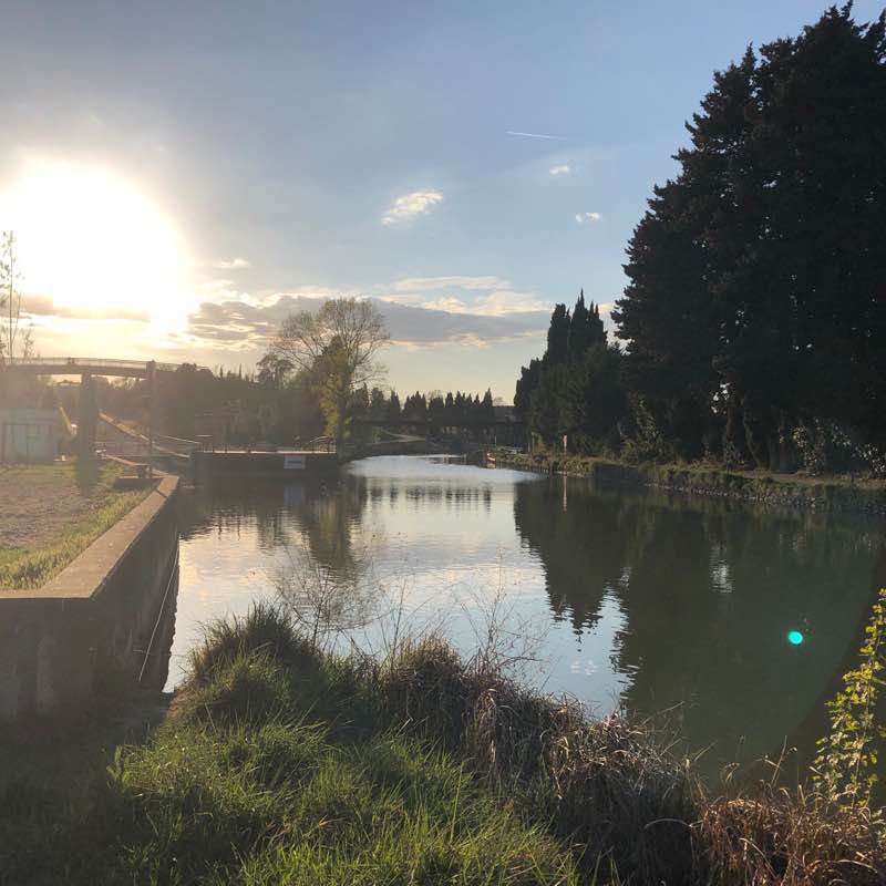 A piece of Canal du Midi in Béziers walking route map in Béziers