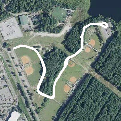 Resevoir run  walking route map in Hanahan
