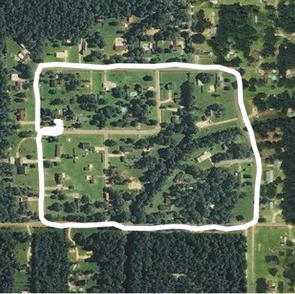 Long block Chaisson Road walking route map in Iowa