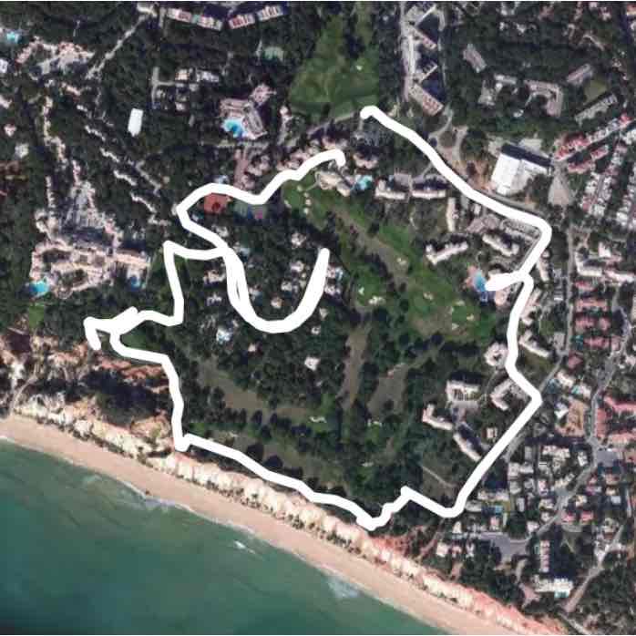 Pine Cliffs Resort walking route map in Albufeira