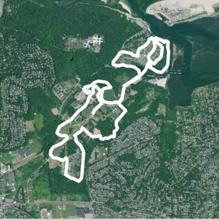 Nissequogue River State Park walking route map in Saint James