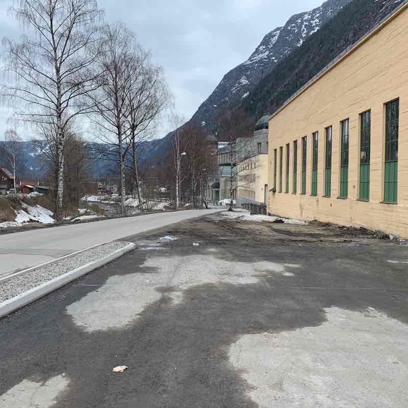 Rjukan Old Factory slope walking route map in Rjukan