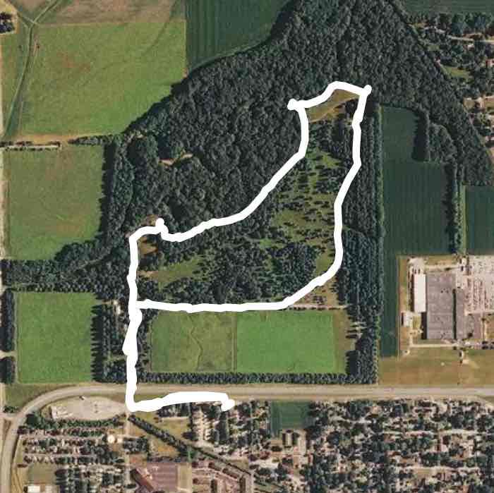 Kickapoo park walking route map in Lincoln