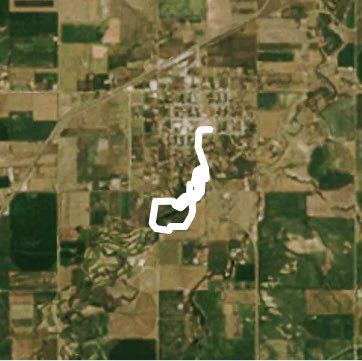 Irrigation Park to the big brown church walking route map in Magrath