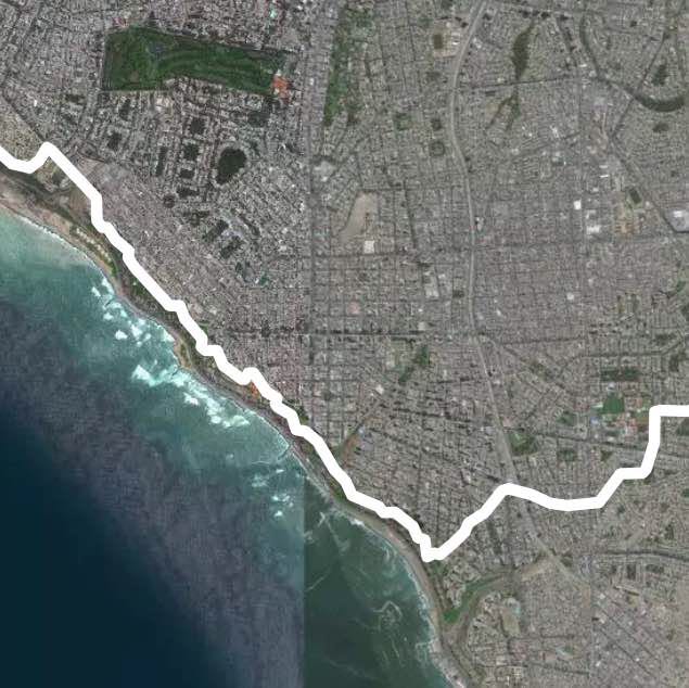 Navy Malecon walking route map in San Isidro