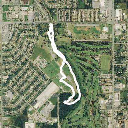 Joe Barnes Regional park walking route map in Midwest City