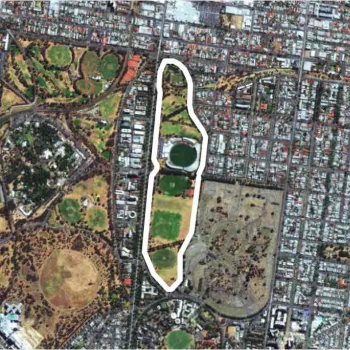 Princess Park walking route map in Parkville