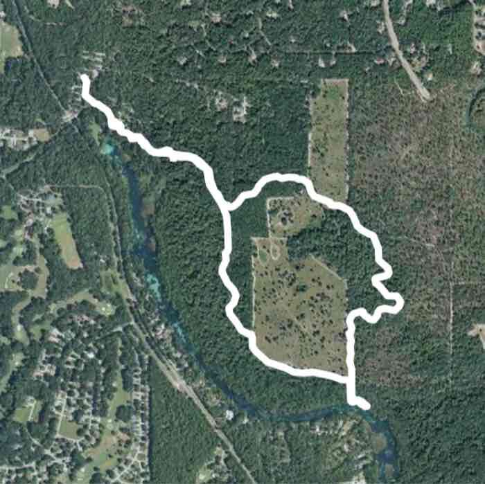 Rainbow Springs Yellow Trail walking route map in Dunnellon